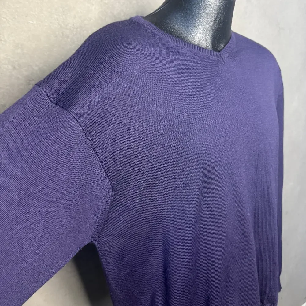 Brandini Purple Merino Wool Sweater XL Made in Italy Minimalist